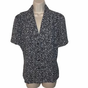 90s Floral Collared Button Down Top